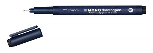 48840TW - Tombow MONO Fineliner Drawing Pen 01 Tip 0.24mm Line Black (Pack 12) - WS-EFL01