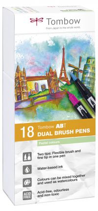 Tombow ABT Dual Brush Pen 2 Tips Pastel Assorted Colours (Pack 18) - ABT-18P-5
