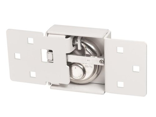 The ABUS 141/200 Diskus® Integral Van Lock White Twin Pack is ideal for securing valuables/goods of great value or at a very high risk of theft. All fixings are included to ensure a quick and easy installation. Contains:2 x ABUS 141/200 Diskus® Integral Van Locks can be used to secure vans, trucks, garages, sheds or any other outward opening double doors. The solid metal case protects the padlock against attacks and has a corrosion-resistant powder-coated finish. There is also a cylinder cap to prevent dirt and moisture ingress. Easy to operate with one hand due to handy frontal cylinder access.2 x ABUS 26/70mm Diskus® Padlocks. The body is made from heavy-duty stainless steel. Fitted with a precision pin tumbler cylinder with anti-pick mushroom pins, a solid lock body which resists drill, pull and manipulation attacks, and a through-hardened steel alloy shackle to resist saw attacks. Diskus® 'Deep Weld Technology' offers maximum case strength. Key operated, lock retains key until locked. Key operated, lock retains key until locked.