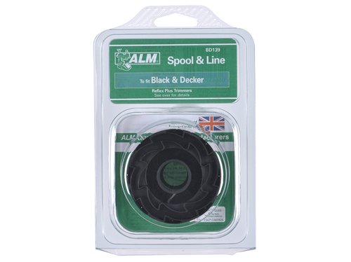The ALM Manufacturing Replacement Spool & Lines to fit Black and Decker machines.Manufactured in the UK.Spool and line fits BLACK and DECKER Reflex Plus machines (twin line models) GL315, GL337/SB, GL350, GL500, GL546SC, GL600, GL650/SBC, GL651SB, GL652, GL653, GL655, GL656, GL660PC/SPC, GL670PC/SPC, GL675, GL680, GL685, GL686, GL687, GL690. Grass Hog GH600 (twin). Compares to A6441, 597862-00, 575462-00.