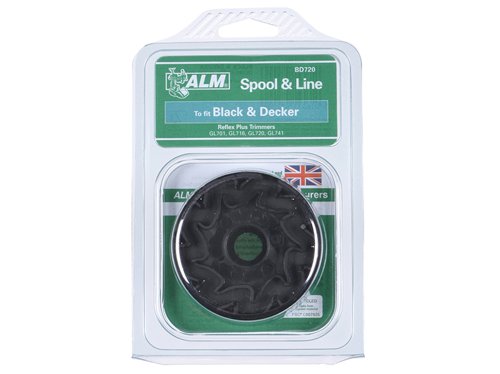 The ALM Manufacturing Replacement Spool & Lines to fit Black and Decker machines.Manufactured in the UK.Spool and Line fits Black and Decker Reflex Plus twin line models GL701, GL716, GL720, GL741.Compares to A6495.