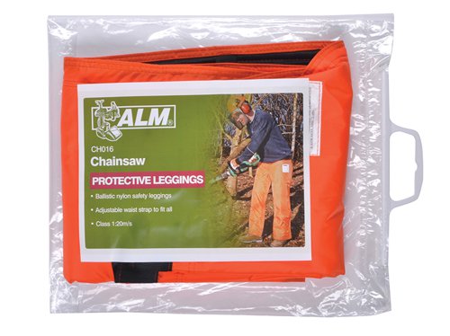 The ALM Manufacturing CH016 Chainsaw Leggings have adjustable safety straps for ONE size fits all (28-44in).Conforms to EN381, EC Standard for Domestic use and CE Approved.Classification: Class 1, 20m/s.
