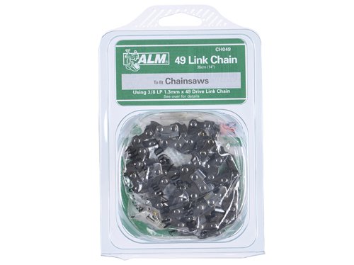 The ALM Manufacturing Replacement Chainsaw Chains to fit a wide range of chainsaw makes and models.The ALMCH049 Chainsaw Chain has a 3/8 inch Low profile (L/P), 0.043in guidebar slot 0.375 mm and Low profile (L/P) 1.1 mm guidebar slotThis chain is made to fit the Black & Decker / Talon ranges and suit saws with a 35 cm bar and chain with 49 drive links including:GK1435T / CS38