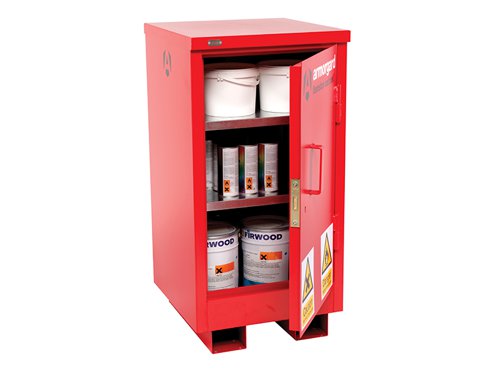 The Armorgard FlamStor Cabinet Range is designed as an upright alternative to the FlamBank, with fully adjustable shelving. Comply with all regulations for storing of harmful chemicals and flammables, built to 30 minute fire resistance.Fully welded and tested sump base to prevent leakage with high and low level ventilation.Fully adjustable shelves with all sizes and heavy-duty 5-lever deadlocks with serial numbers for replacement keys. Fork lift skids on all sizes.The Armorgard FlamStor™ Hazard Cabinet has the following specifications:External Dimensions: 500 x 530 x 980mm.Internal Dimensions: 470 x 470 x 900mm.Weight: 50kg.