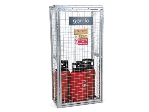 Armorgard Gorilla Gas Cages are well-built, bolt-together gas cages, designed for the safe storage of gas bottles. Constructed using 30mm box section and 3mm wire mesh maximising the strength and life of the product. The cages come with a hinged door and padlock facility to secure the unit from potential thieves.They also have the facility for bolting the cages down to the ground, which is ideal for the fixed installation requirement. The cages come with all fixings and relevant signage.The Armorgard Gorilla Bolt Together Gas Cage has the following specification:Dimensions: 912 x 566 x 1831mmWeight: 80kg.