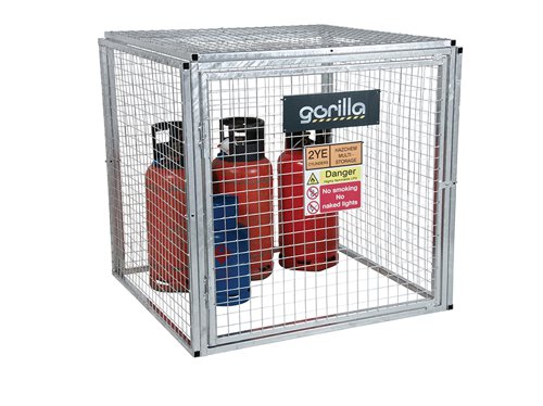 Armorgard Gorilla Gas Cages are well-built, bolt-together gas cages, designed for the safe storage of gas bottles. Constructed using 30mm box section and 3mm wire mesh maximising the strength and life of the product. The cages come with a hinged door and padlock facility to secure the unit from potential thieves.They also have the facility for bolting the cages down to the ground, which is ideal for the fixed installation requirement. The cages come with all fixings and relevant signage.The Armorgard Gorilla Bolt Together Gas Cage has the following specification:Dimensions: 1212 x 1266 x 1231mmWeight: 80kg.