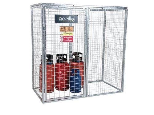 Armorgard Gorilla Gas Cages are well-built, bolt-together gas cages, designed for the safe storage of gas bottles. Constructed using 30mm box section and 3mm wire mesh maximising the strength and life of the product. The cages come with a hinged door and padlock facility to secure the unit from potential thieves.They also have the facility for bolting the cages down to the ground, which is ideal for the fixed installation requirement. The cages come with all fixings and relevant signage.The Armorgard Gorilla Bolt Together Gas Cage has the following specification:Dimensions: 1812 x 966 x 1831mmWeight: 100kg.