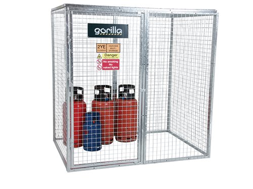 Armorgard Gorilla Gas Cages are well-built, bolt-together gas cages, designed for the safe storage of gas bottles. Constructed using 30mm box section and 3mm wire mesh maximising the strength and life of the product. The cages come with a hinged door and padlock facility to secure the unit from potential thieves.They also have the facility for bolting the cages down to the ground, which is ideal for the fixed installation requirement. The cages come with all fixings and relevant signage.The Armorgard Gorilla Bolt Together Gas Cage has the following specification:Dimensions: 1812 x 1266 x 1831mmWeight: 110kg.