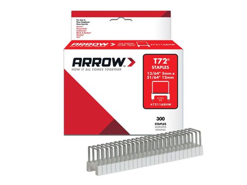 ARR721168 Arrow T72 Clear Insulated Staples 5 x 12mm (Box 300)