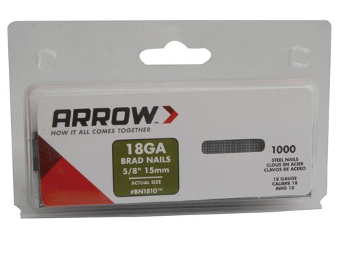 ARRBN1810 Arrow BN1810 Brad Nails 15mm (Pack 1000)