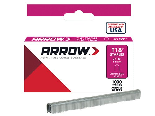 ARRT18716S Arrow T18 Staples 11mm (7/16in) (Box 1000)