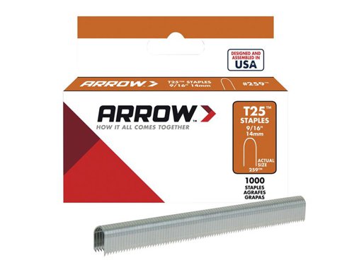 ARRT25916S Arrow T25 Staples 14mm (9/16in) (Box 1000)