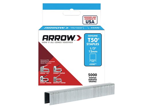 Arrow T50 Staples 12mm (1/2in) (Bulk Pack 5000)