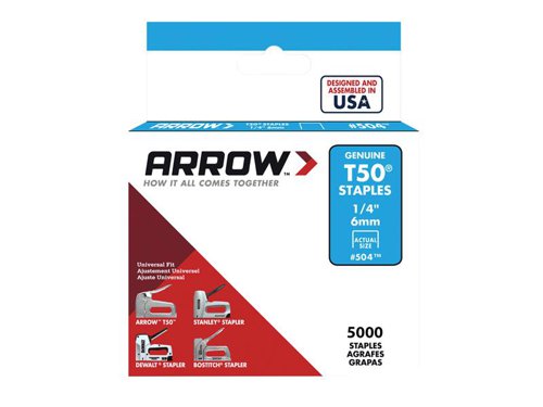 ARRT5014IP Arrow T50 Staples 6mm (1/4in) (Bulk Pack 5000)