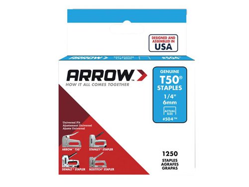 ARRT5014S Arrow T50 Staples 6mm (1/4in) (Box 1250)