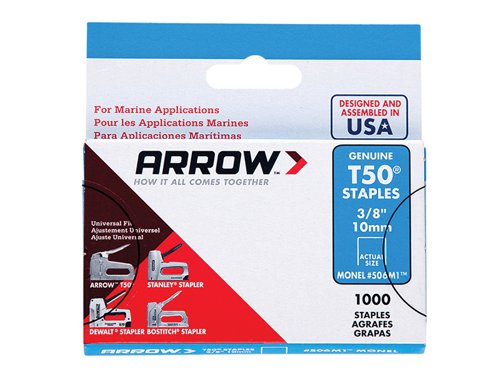 ARRT5038MS Arrow T50M 506m Monel Staples 10mm (3/8in) (Box 1000)