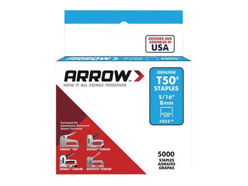 ARRT50516IP Arrow T50 Staples 8mm (5/16in) (Bulk Pack 5000)