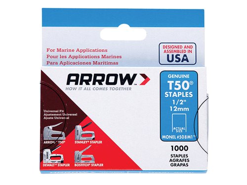 ARRT50516MS Arrow T50M 505m Monel Staples 8mm ( 5/16in) (Box 1000)