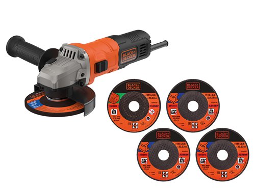The Black & Decker BEG010A5 Heritage Angle Grinder has been designed to provide the perfect balance between power, weight and size. The motor delivers high-performance, ideal for completing a range of grinding and cutting tasks. For added safety there is a no-volt release switch that prevents the unit from starting unintentionally when locked on. The 3-position side handle offers greater comfort and control.Applications include cutting metal pipes, removing rust from metal work, removing excess weld, mortar raking from between brickwork and general renovation tasks.Supplied with: 4 x Metal Cutting Discs, 1 x Stone Cutting Disc, 1 x Cutting/Grinding Guard & 1 x Side Handle.Specification:Input Power: 710W.No Load Speed: 1,2000/min.Disc Diameter: 115mm.Spindle: M14.Weight: 1.7kg.
