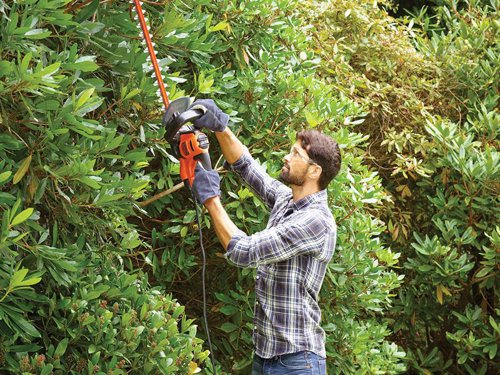 The Black & Decker BEHTS501 Hedge Trimmer is ideal for medium sized hedges. It has a powerful motor and dual action steel blades that can cut through hedges quickly and easily. The saw blade feature allows you to easily cut larger branches up to 35mm without the need for secondary tools. It has a compact, lightweight design with a secondary wraparound auxiliary handle for greater comfort and control at all angles.Specification:Input Power: 600WStrokes at No Load: 1,840/min.Blade Length: 60cm, 25mm gapBlade Brake: 