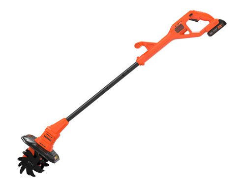 The BLACK + DECKER POWERCONNECTâ„¢ Tiller is designed to make light work of turning over soil and removing weeds to create healthy soil. It is narrow enough to maneuvre in and around small beds and borders. Fitted with an additional handle for increased comfort and easy handling. Part of the 18V POWERCONNECTâ„¢ range, the interchangeable cordless battery system which works with all BLACK+DECKER® 18V cordless products.Specifications:No Load Speed: 270/300/min.Working Width: 20cm.Working Depth: 16.5cm.Blades: 4 x 16cm with 6 Points.Tool length: 55cm.Weight: 3.7kg.