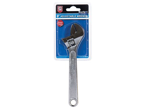 Adjustable wrench, manufactured from drop forged carbon steel with heat treated offset jaws. They are chrome plated.BlueSpot Tools Adjustable WrenchLength: 200mm (8in).Capacity: 28mm.