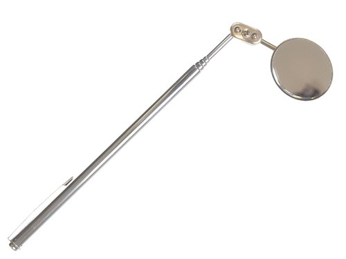 The BlueSpot Swivel Telescopic Inspection Mirror has a specially designed 360° swivel ball joint ;for easy adjustment and an all round view. The bronze, chrome plated telescopic shaft extends from 180mm to 635mm. It also features a handy pocket clip for convenient carrying.SpecificationMirror Diameter: 31mm.