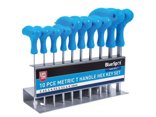BlueSpot Tools Metric T-Handle Hex Key Set, 10 Piece