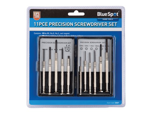 B/S12607 BlueSpot Tools Precision Screwdriver Set, 11 Piece