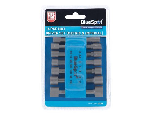 B/S14109 BlueSpot Tools Metric & Imperial Nut Driver Set, 14 Piece