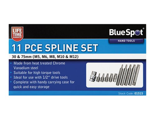 B/S1515 BlueSpot Tools Spline Bit Set, 11 Piece