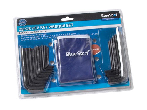 BlueSpot Tools Metric & Imperial Hexagon Key Pouch Set, 25 Piece