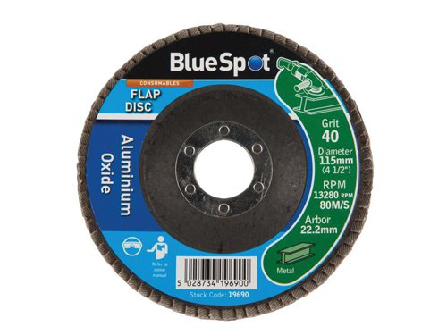 B/S19690 BlueSpot Tools Sanding Flap Disc 115mm 40 Grit
