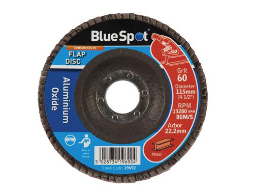B/S19692 BlueSpot Tools Sanding Flap Disc 115mm 60 Grit