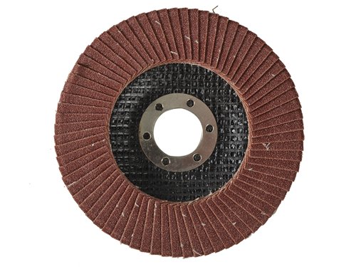 Blue Spot Sanding Flap Discs are made from aluminium oxide and are suitable for most angle grinders.Diameter: 115mm.Bore: 22.2mm.Maximum speed: 80m/s.Grade: 120 Grit.
