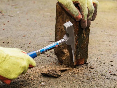BlueSpot Tools Steel Shafted Brick Hammer manufactured from hardened and tempered drop forged steel for increased strength and durability. The steel shaft is fitted with a soft rubber grip for increased comfort.