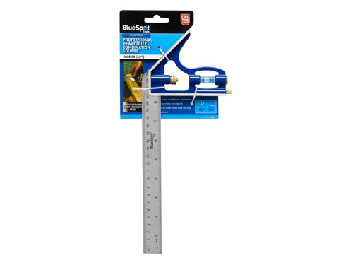 The BlueSpot Tools Pro Combination Square can be used as a square, height gauge, depth gauge, ruler or level. Manufactured from stainless steel for increased durability. It features easy to read metric and imperial measurements. Locating screws on all heads ensure quick and easy assembly. Includes a scriber and level.