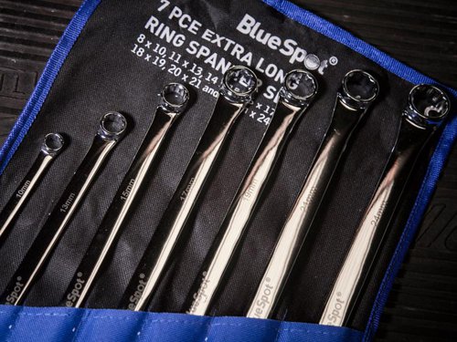 BlueSpot Tools Extra Long Ring Spanner Set, 7 Piece