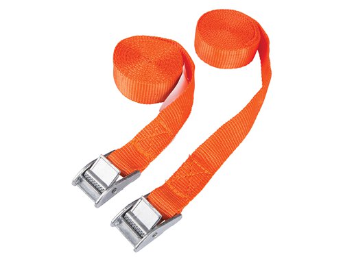 B/S Cam Buckle Tie-Down Straps Twin Pack 2.5m
