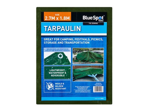 B/S45925 BlueSpot Tools Green Tarpaulin 2.7 x 1.8m
