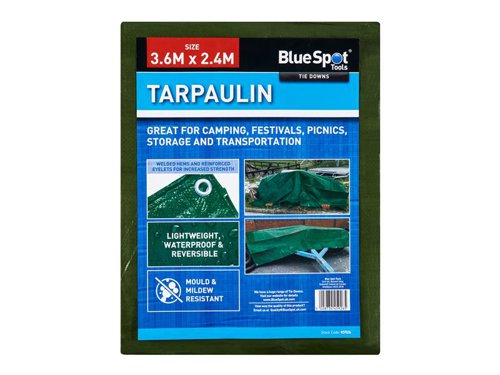BlueSpot Tools Green Tarpaulin 3.6 x 2.4m