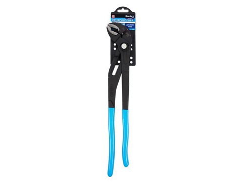 The BlueSpot Tools Waterpump Pliers are manufactured from heat treated chrome vanadium for increased durability. They have a quick press and slide mechanism and serrated jaws for increased grip.Specifications:Overall Length: 400mm (16in).Max. Jaw Opening: 90mm.