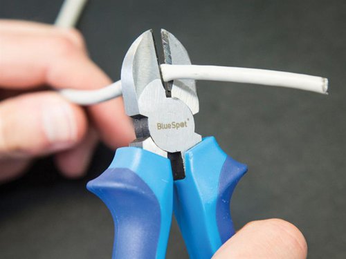 BlueSpot Tools Side Cutter Pliers are manufactured from drop-forged micro plated steel for increased durability. They have soft grip, vinyl handles that incorporate a slip guard for increased comfort.