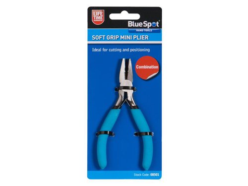 The BlueSpot Tools Soft Grip Mini Combination Pliers are manufactured from high-quality carbon steel for increased durability. Fitted with soft grip handles for increased comfort.The double leaf-springs allow the jaws to open automatically. Ideal for cutting and positioning wire, plastic and more.