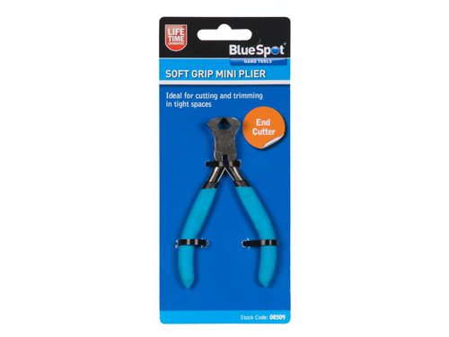 The BlueSpot Tools Soft Grip Mini End Cutter Pliers are manufactured from high-quality carbon steel for increased durability. Fitted with soft grip handles for increased comfort. The double leaf-springs allow the jaws to open automatically. Ideal for cutting and trimming in tight spaces.