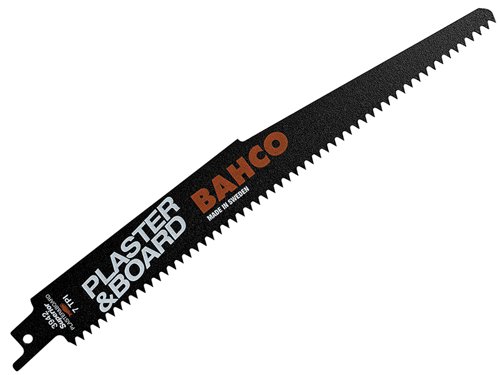 The Bahco 3942-PB Plaster & Board Reciprocating Blade has been designed for demanding cutting in plaster and different types of wooden chipboard. Made from virtually unbreakable Sandflex® bi-metal with a slope shape for various types of cuts. The blade is coated for minimum friction. Its toothing allows considerably faster cutting compared to traditional blades.The Bahco 3942-228-7-SL Reciprocating Blade for Plaster & Board has the following specification:Length: 228mmTeeth: 7 TPIThickness: 1.1mmPack Quantity: 5