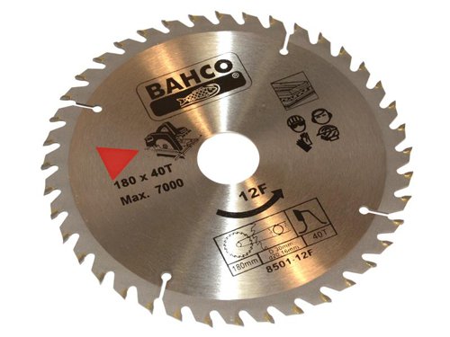 BAH 8501-12F Portable/Table Saw Blade for Wood 180 x 30mm x 40T