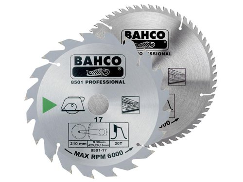 BAH 8501-13/13F Portable/Table Saw Blade for Wood Twin Pack 184 x 30mm