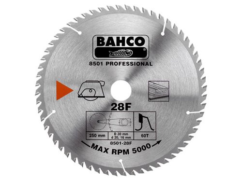 BAH 8501-28F Portable/Table Saw Blade for Wood 250 x 30mm x 40T