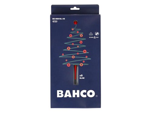 Bahco XMAS BE-9881SL ERGOâ„¢ Slim VDE Insulated Screwdriver Set, 5 Piece